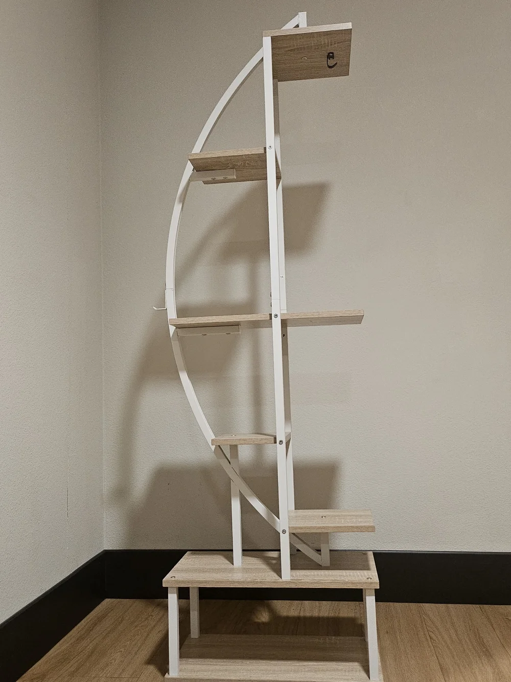 White and Natural Wood Wall Shelf - Modern Corner Display